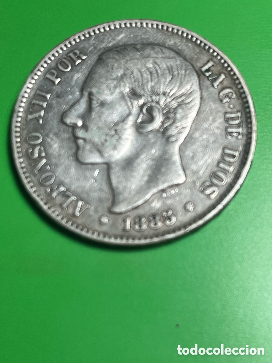 Monedas de Espa&ntilde;a: 5 pesetas de plata. Alfonso XII. 1885.
