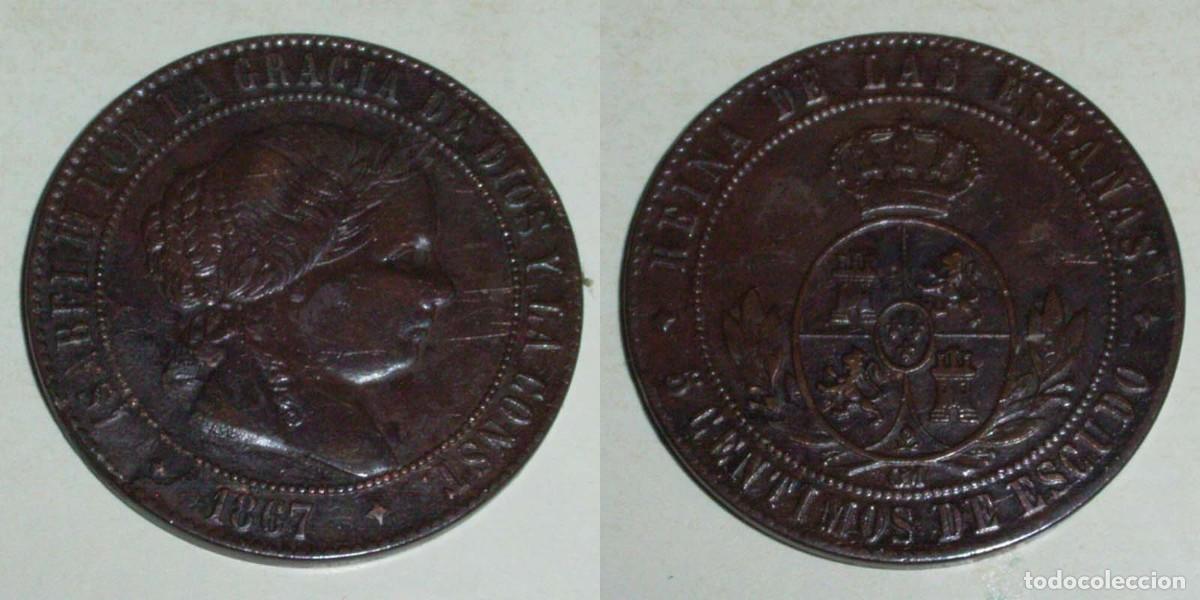 Monedas de Espa&ntilde;a: 5 Ctmos. Escudo 1867 Jubia-OM