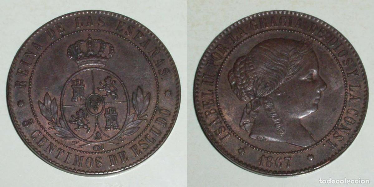 Monedas de Espa&ntilde;a: 5 Ctmos. Escudo 1867 Barcelona-OM