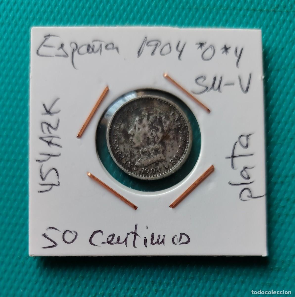 Monnaies d'Espagne: MONEDA DE ESPA&Ntilde;A - 50 CENTIMOS DE PLATA DEL A&Ntilde;O 1904 *0 *4 - 454AZK
