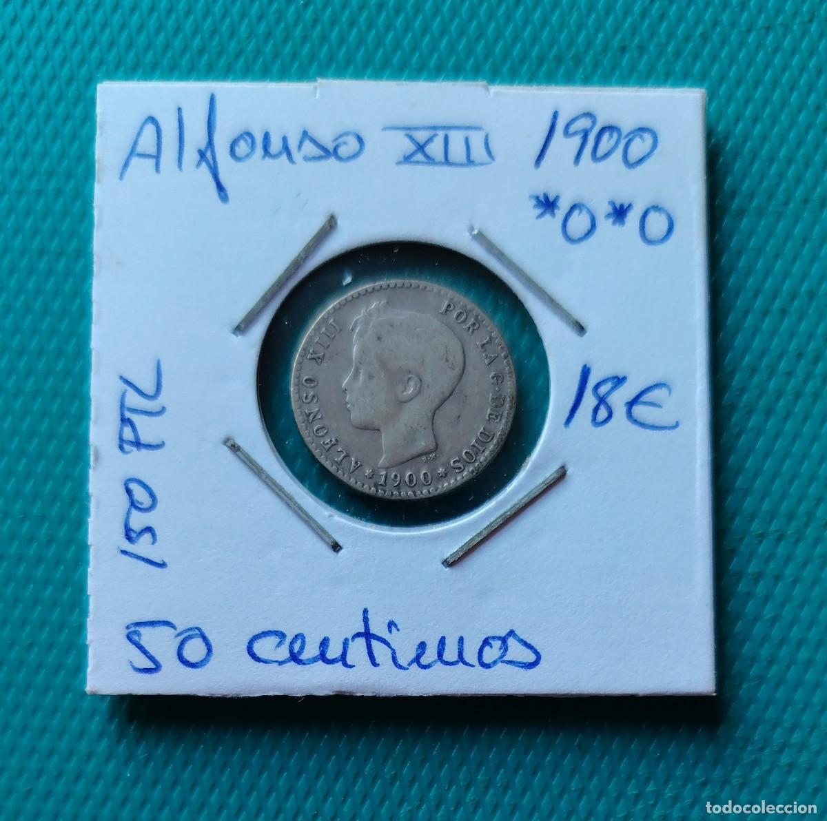 Coins of Spain: MONEDA DE ESPA&Ntilde;A - 50 CENTIMOS DE PLATA DEL A&Ntilde;O 1900 *0 *0 - 150PTL