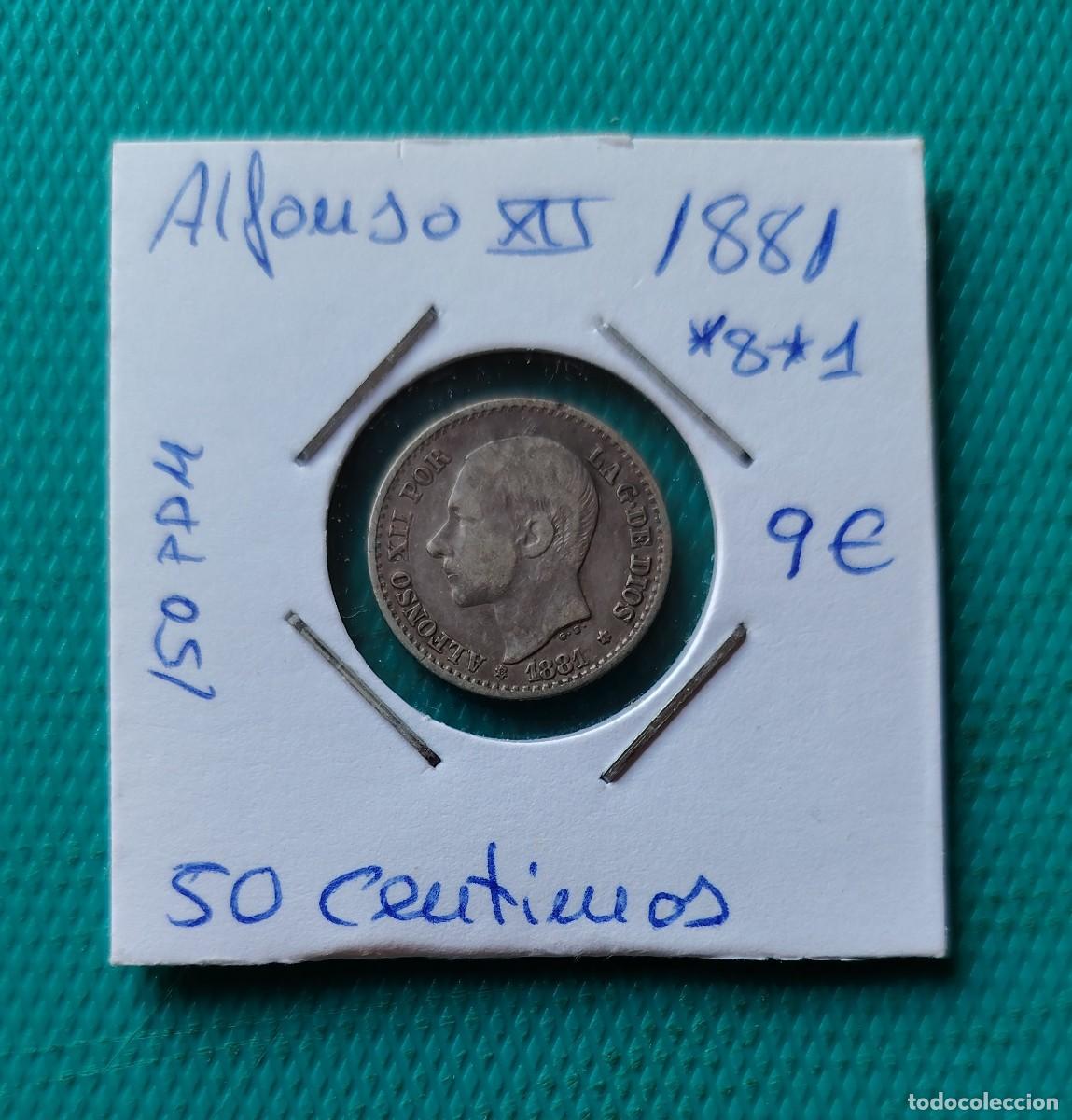 M&uuml;nzen von Spanien: MONEDA DE ESPA&Ntilde;A - 50 CENTIMOS DE PLATA DEL A&Ntilde;O 1881 *8 *1 - 150PDM