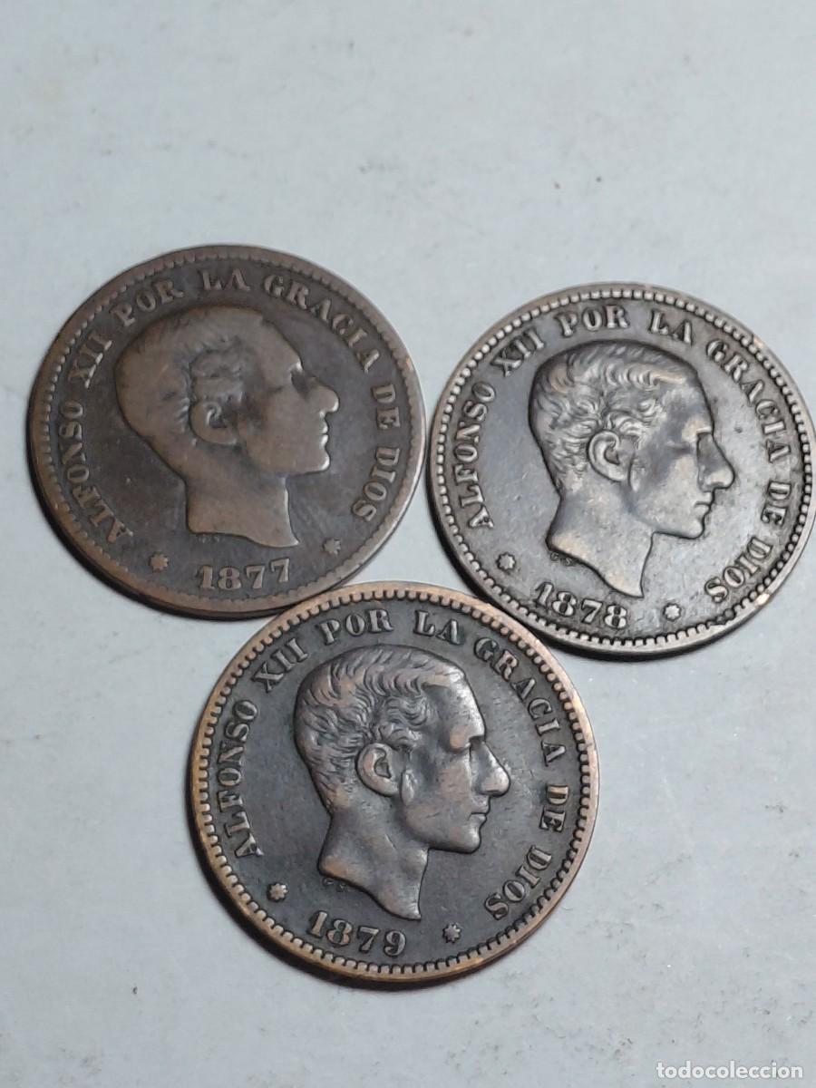 Monedas de Espa&ntilde;a: ESPA&Ntilde;A - ALFONSO 12 - Lote 3 monedas x 5 Centimos - CALIDAD