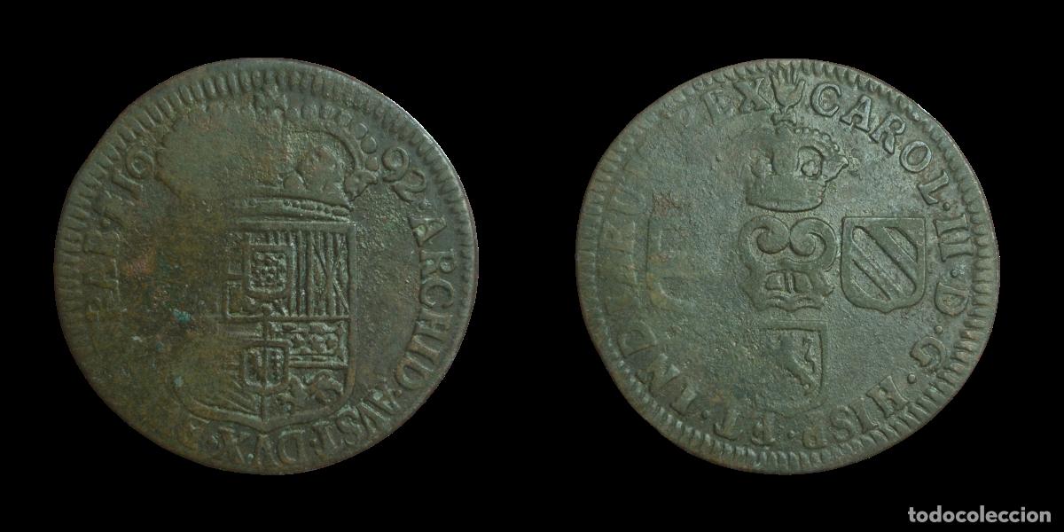Monedas de Espa&ntilde;a: NT/ CARLOS II LIARD 1692 AMBERES (E1066) - Foto 3
