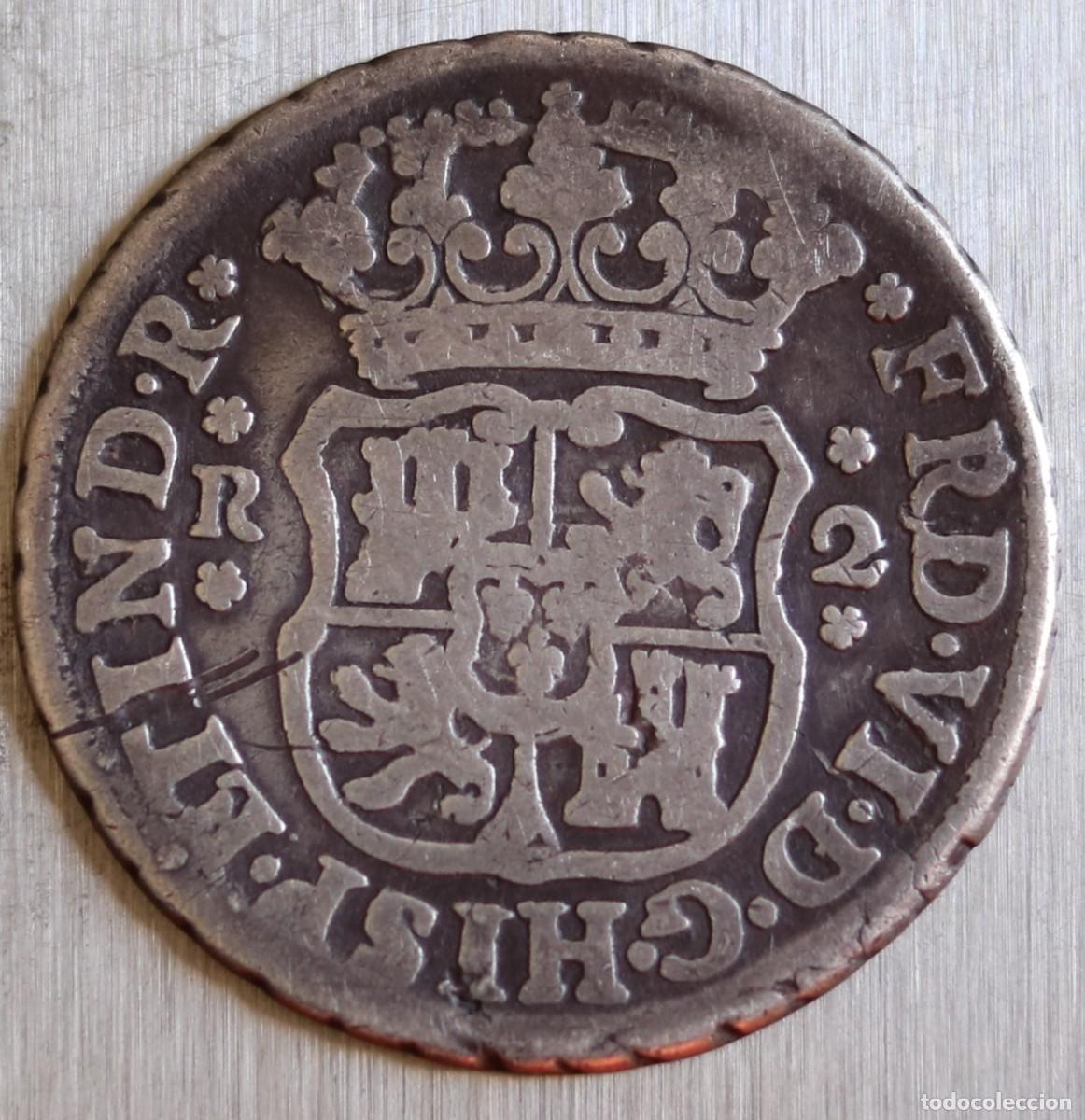 Monedas de Espa&ntilde;a: 2 REAES 1749 FERNANDO VI. CECA MEXICO. 6,25 GR