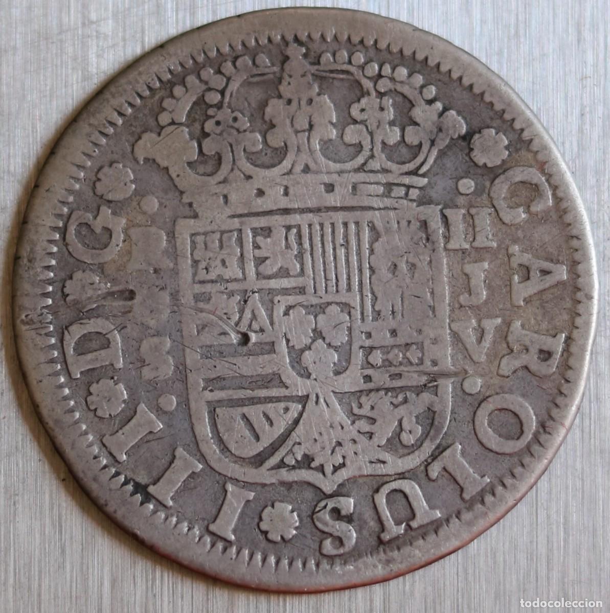 Monete da Spagna: 2 REALES 1761 CARLOS III. CECA SEVILLA. 5,18 GR