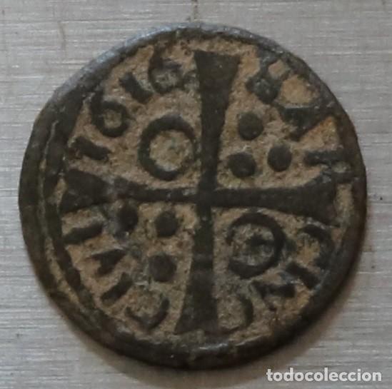 M&uuml;nzen von Spanien: DINERO 1616 BARCELONA. FELIPE III. 0,79 GR, 13,2 MM