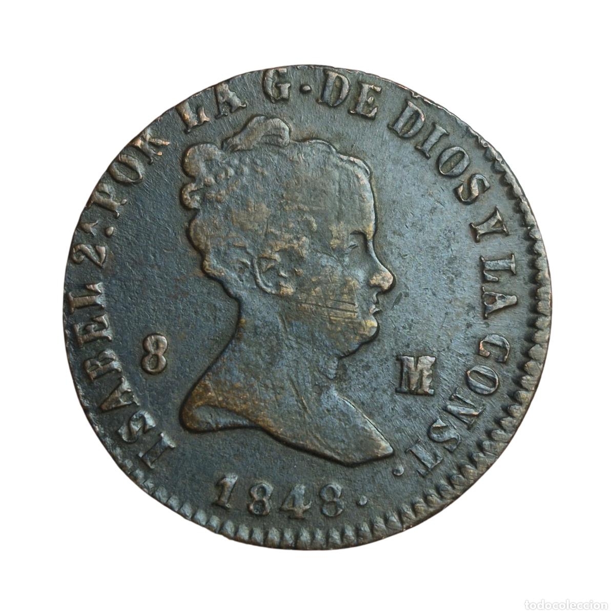 Monedas de Espa&ntilde;a: NT/ ISABEL II 8 MARAVEDIES 1848 JUBIA (E1179)