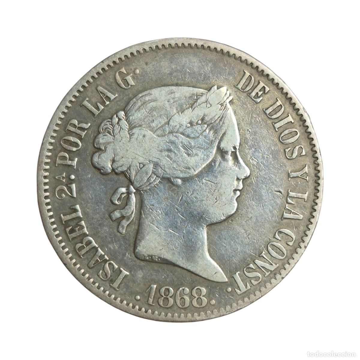 Monedas de Espa&ntilde;a: NT/ ISABEL II 50 CENTAVOS PESO 1868 MANILA (E1173)