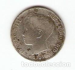 Monedas de Espa&ntilde;a: ALFONSO XIII UNA PESETA DE PLATA 1901 SM V