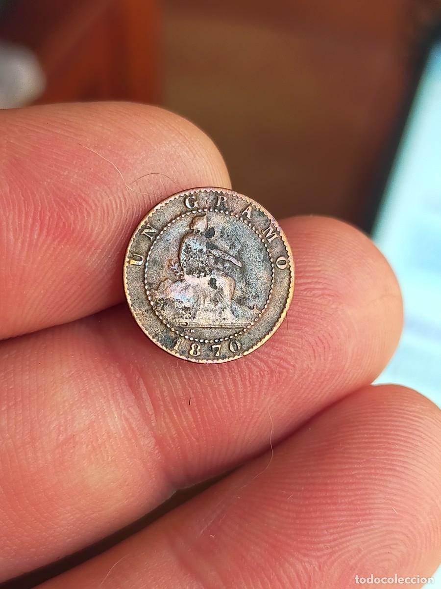Monedas de Espa&ntilde;a: MONEDA DE 1 UN CENTIMO OM 1870 GOBIERNO PROVISIONAL ESPA&Ntilde;A MUY BUENA CONSERVACION