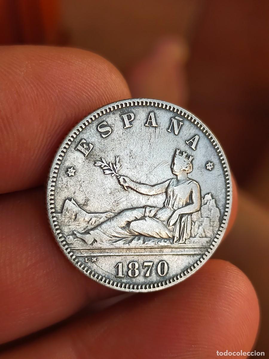 Monedas de Espa&ntilde;a: MONEDA DE 2 DOS PESETAS 1870 DEM *18-74 ESPA&Ntilde;A GOBIERNO PROVISIONAL PLATA MUY BUENA CONSERVACION