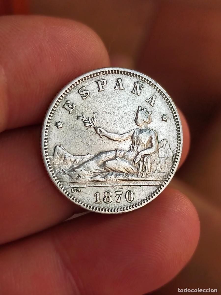 Monedas de Espa&ntilde;a: MONEDA DE 2 DOS PESETAS 1870 DEM *18-73 ESPA&Ntilde;A GOBIERNO PROVISIONAL PLATA MUY BUENA CONSERVACION