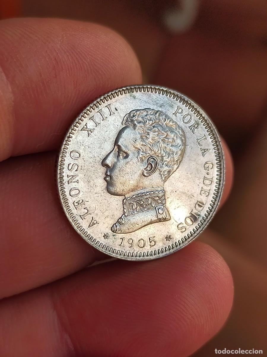 Monedas de Espa&ntilde;a: MONEDA DE 2 DOS PESETAS 1905 SMV *19-05 ESPA&Ntilde;A ALFONSO XIII PLATA EXCELENTE CONSERVACION