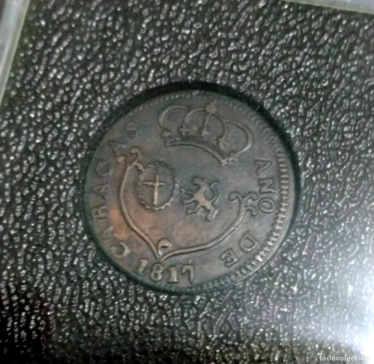 Monedas de Espa&ntilde;a: Fernando VII 1/4 real Caracas variante
