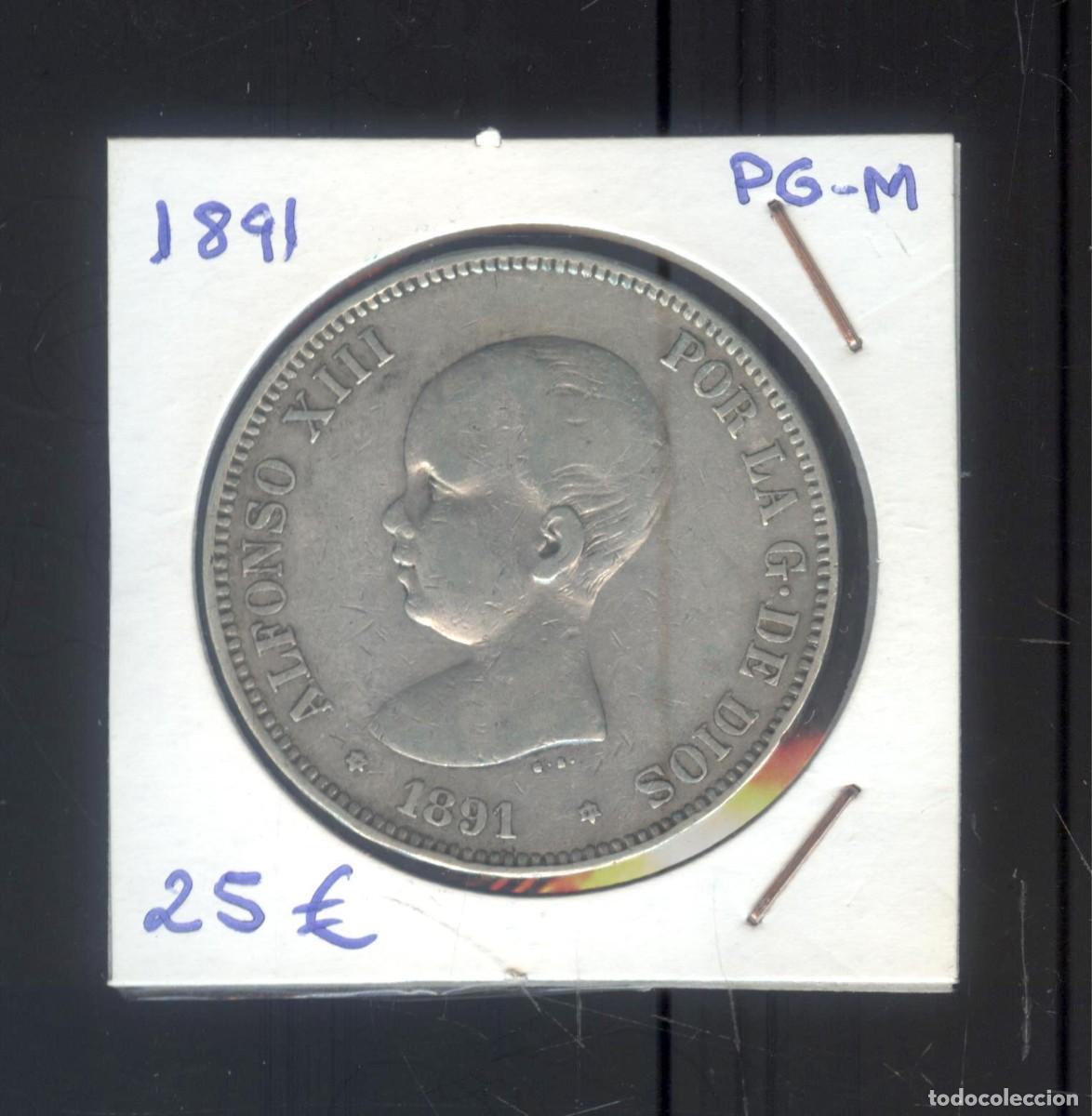 M&uuml;nzen von Spanien: NUMULITE F0327 Moneda Espa&ntilde;a 1891 Alfonso XIII 5 pesetas
