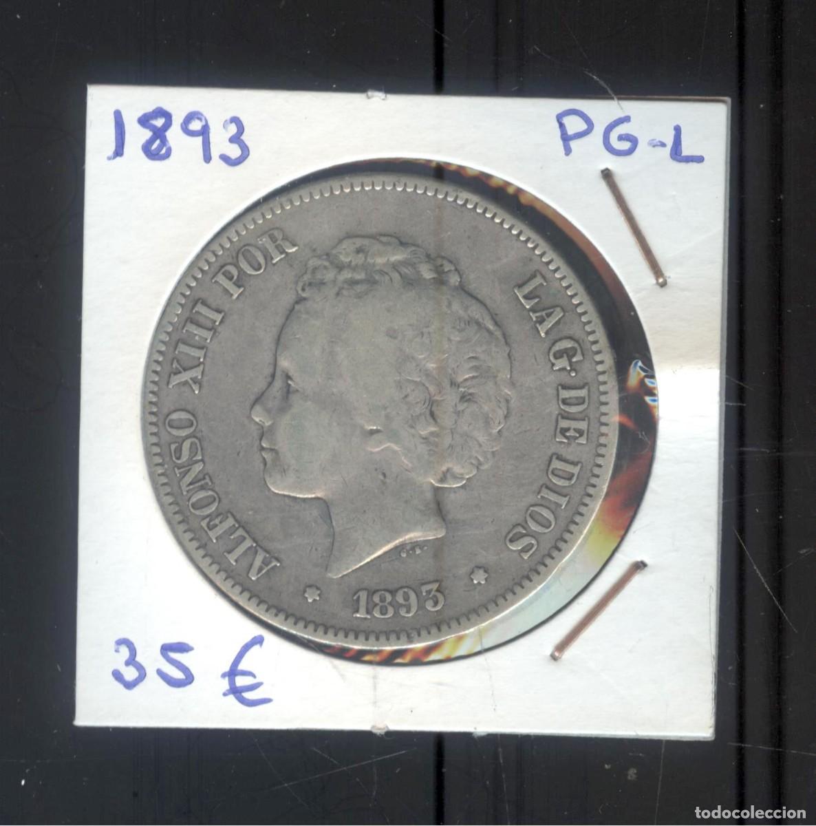 Monedas de Espa&ntilde;a: NUMULITE F0330 Moneda Espa&ntilde;a Alfonso XIII 1893 5 pesetas
