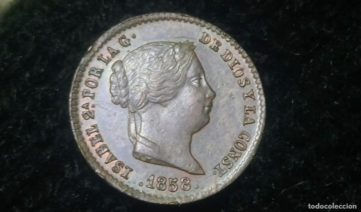 M&uuml;nzen von Spanien: Isabel II 5 c&eacute;ntimos 1858 Segovia SC-