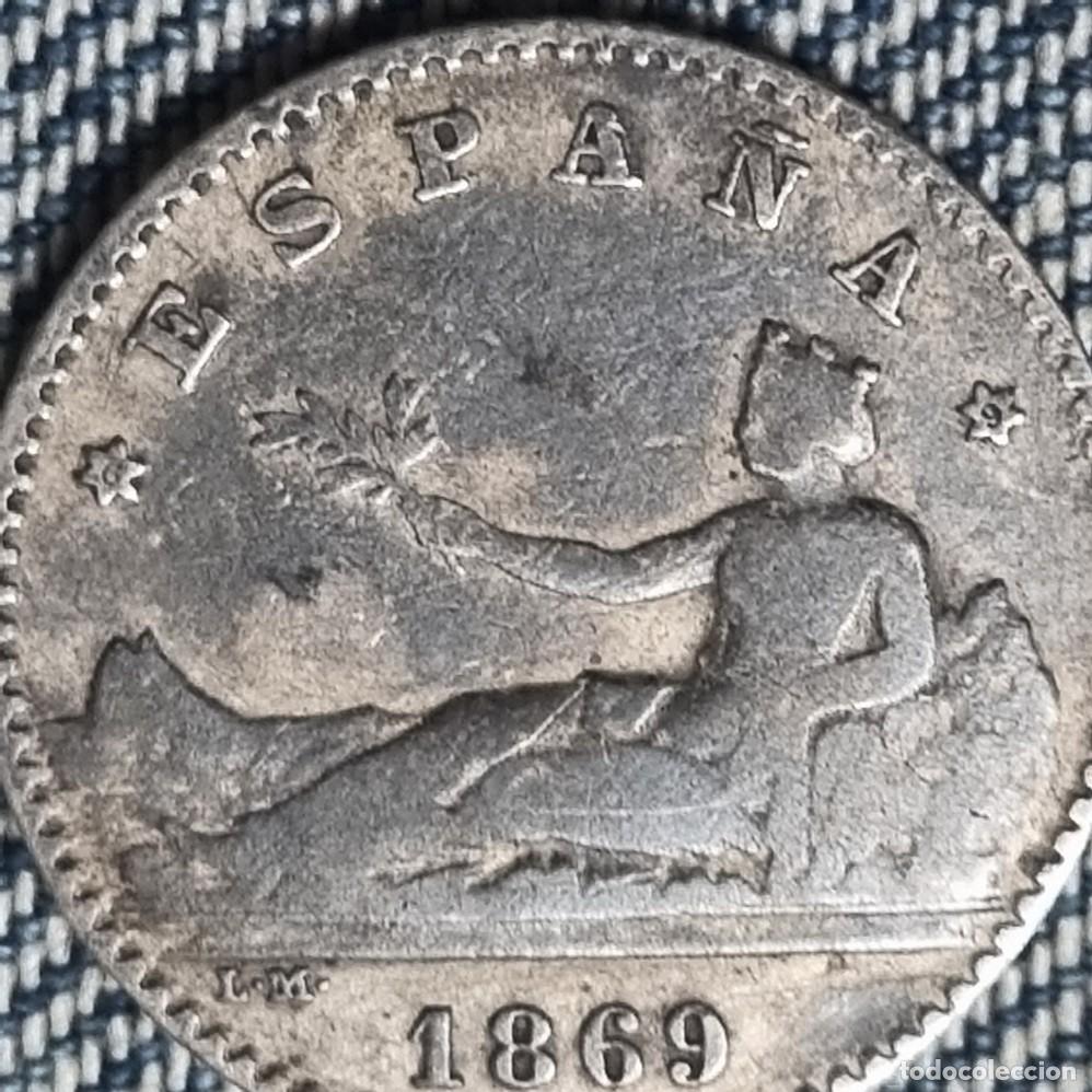 Monedas de Espa&ntilde;a: ESPA&Ntilde;A 1&ordf; republica a&ntilde;o 1869*69. Moneda de 50 C&eacute;ntimos Plata. Peso 2,41 gr. P&aacute;tina oscura original.