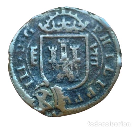 Coins of Spain: Felipe IV. Segovia Ingenio. 8 maraved&iacute;s 1621. Resello XII maraved&iacute;s 1641