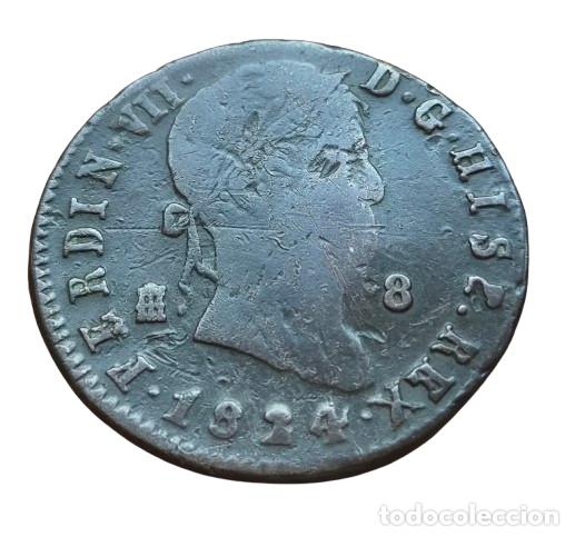Coins of Spain: Fernando VII. Segovia 8 maravev&iacute;s 1824