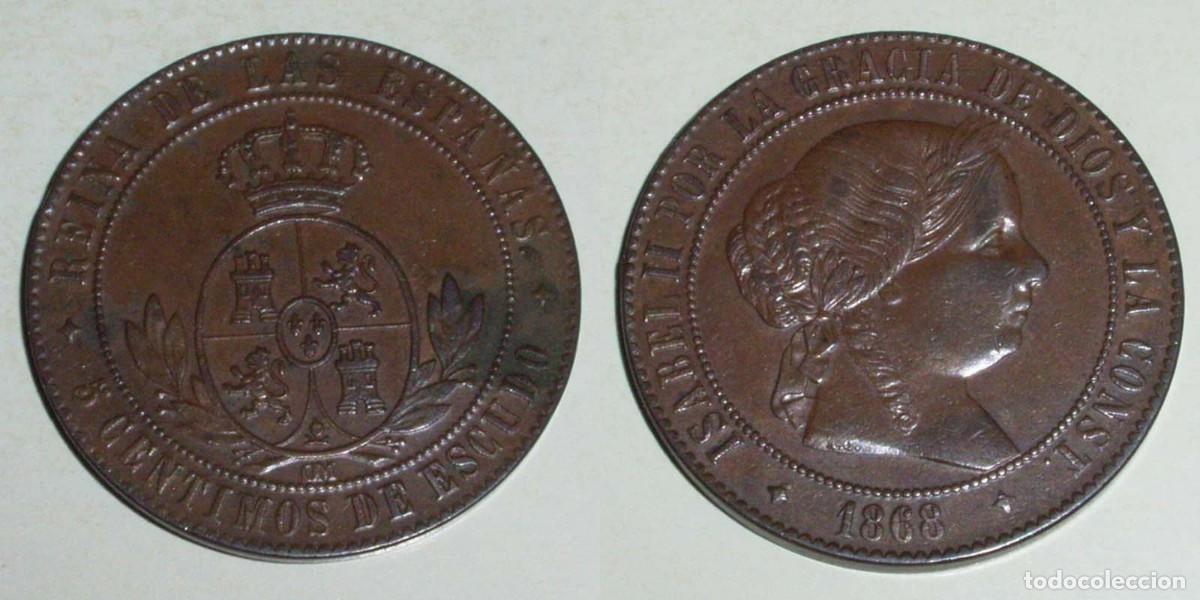 Monedas de Espa&ntilde;a: 5 Ctmos. Escudo 1868 Jubia-OM
