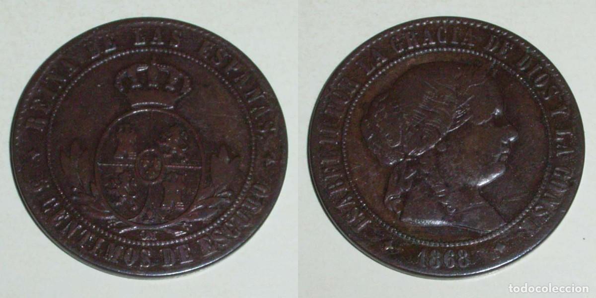 Monedas de Espa&ntilde;a: 5 Ctmos. Escudo 1868 Jubia-OM