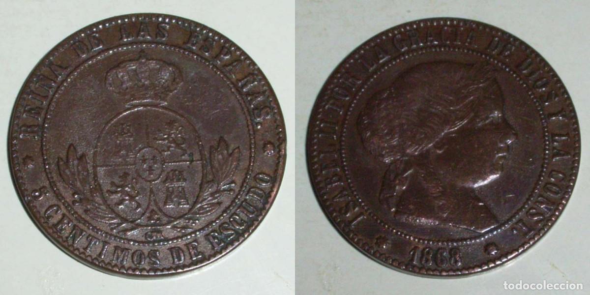Monedas de Espa&ntilde;a: 5 Ctmos. Escudo 1868 Barcelona-OM