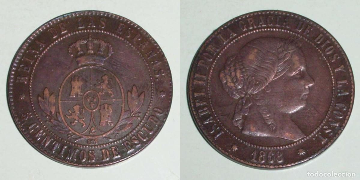 Monedas de Espa&ntilde;a: 5 Ctmos. Escudo 1868 Barcelona-OM