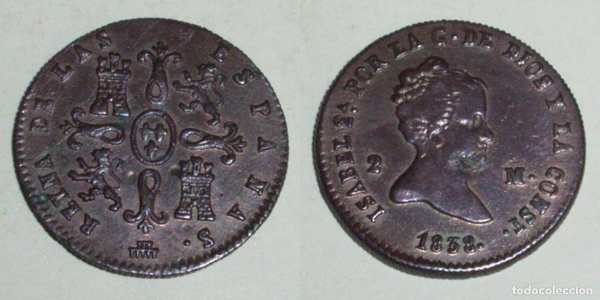 Monedas de Espa&ntilde;a: 2 Maravedis 1838 Segovia