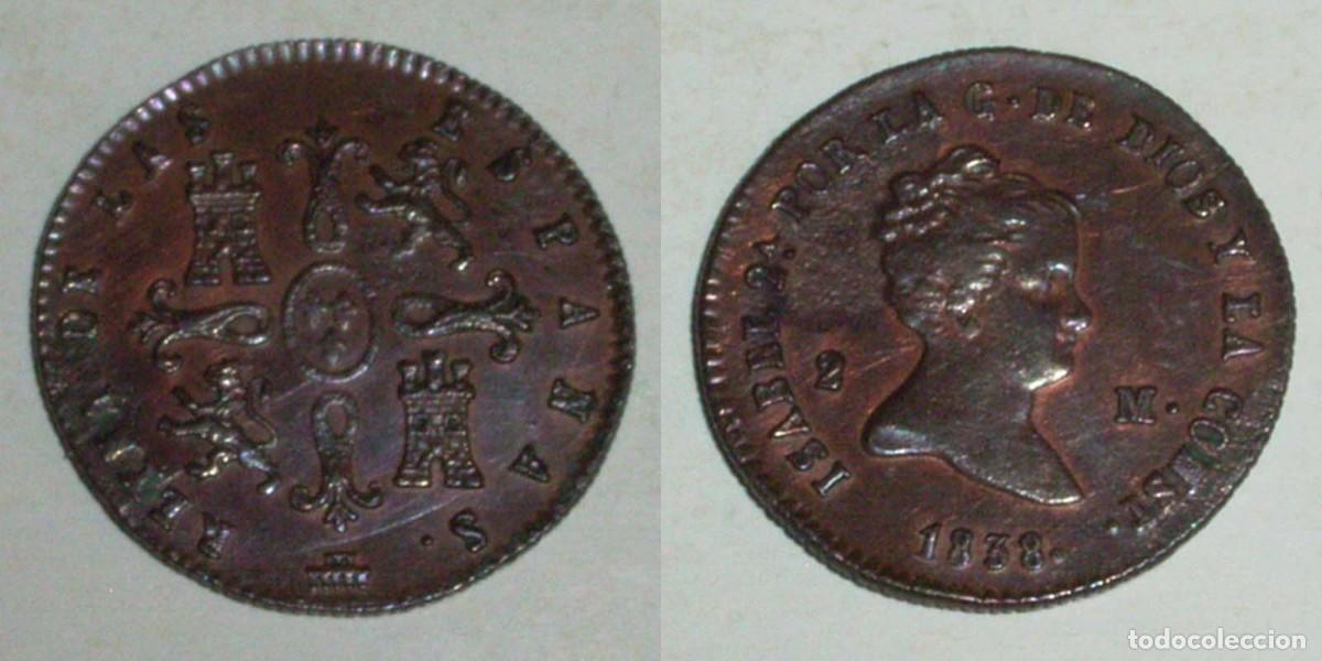 Monedas de Espa&ntilde;a: 2 Maravedis 1838 Segovia