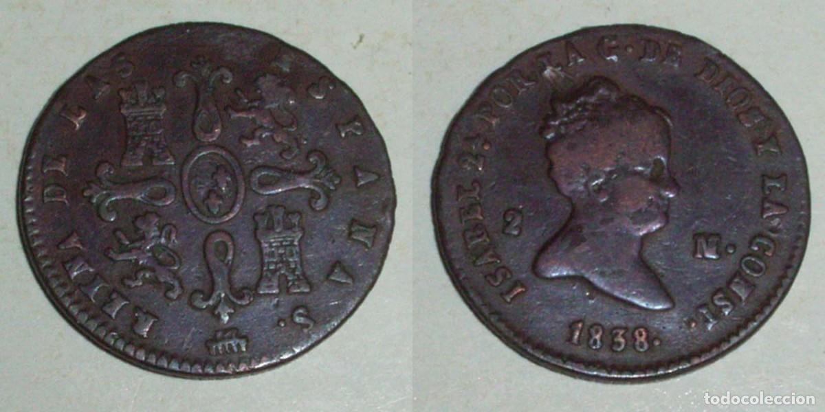 Monedas de Espa&ntilde;a: 2 Maravedis 1838 Segovia