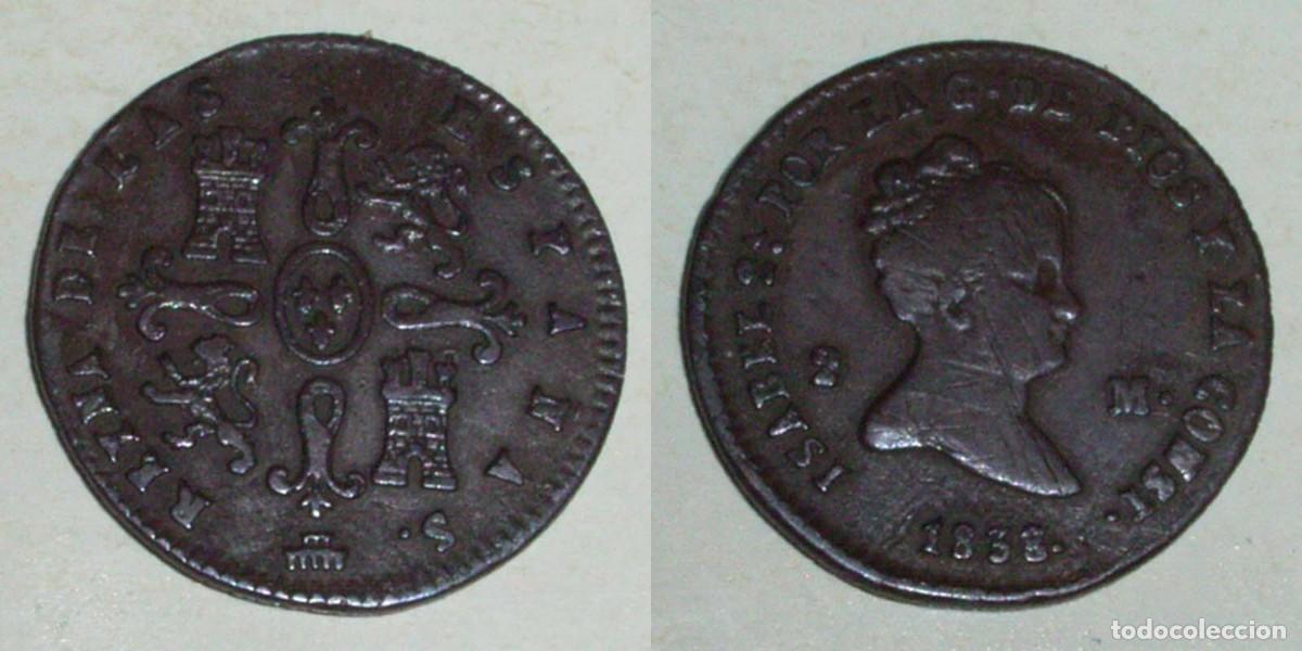 Monedas de Espa&ntilde;a: 2 Maravedis 1838 Segovia