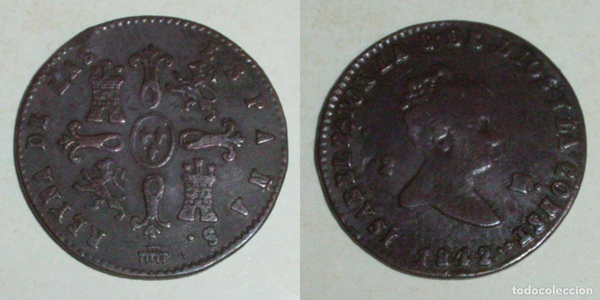 Monedas de Espa&ntilde;a: 2 Maravedis 1842 Segovia