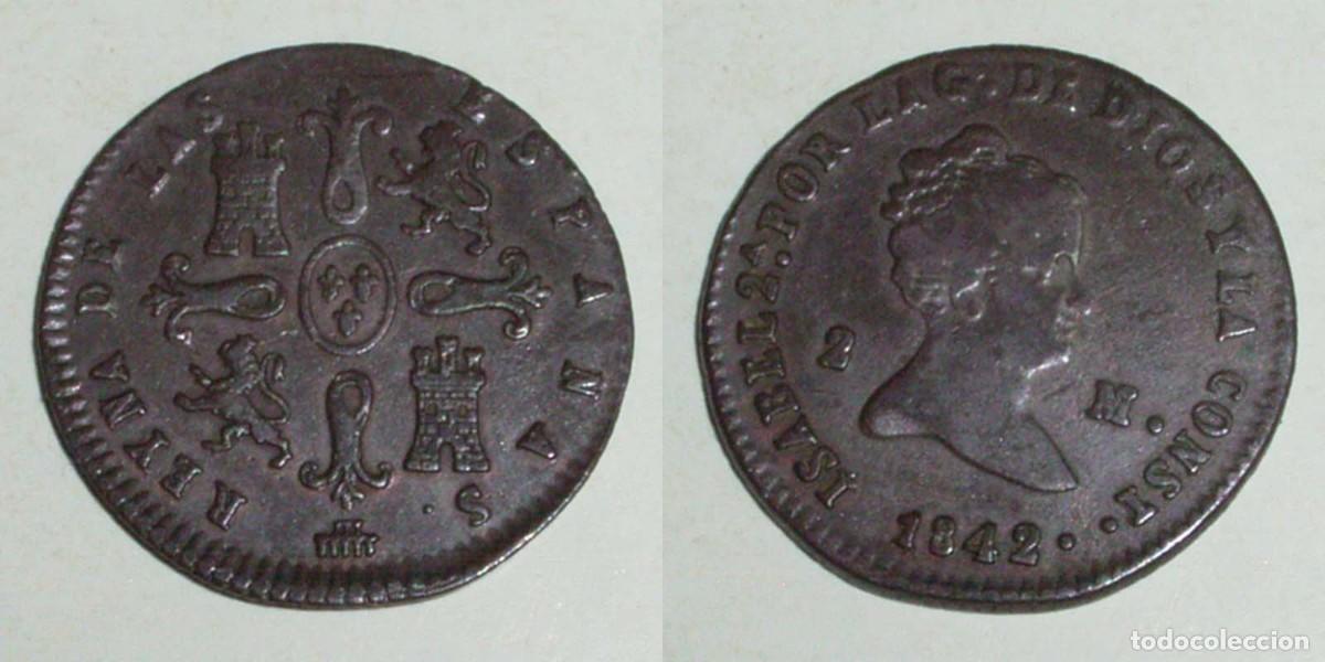 Monedas de Espa&ntilde;a: 2 Maravedis 1842 Segovia