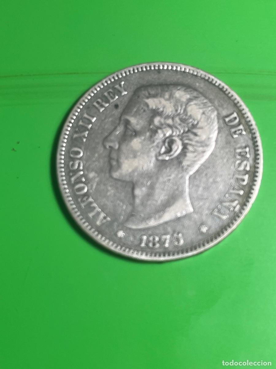 M&uuml;nzen von Spanien: 5 pesetas de plata. Alfonso XII. 1875.