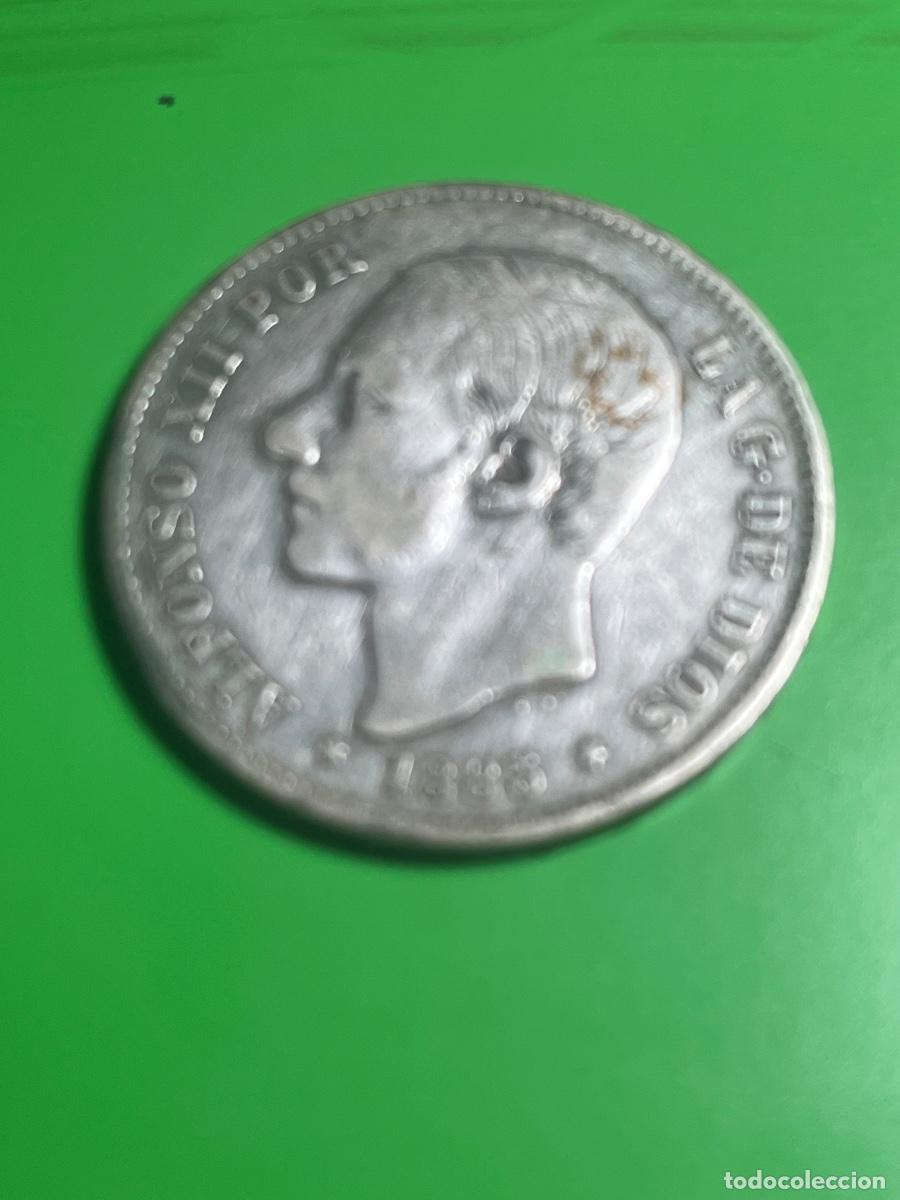 Monete da Spagna: 5 pesetas de plata. Alfonso XII. 1885.