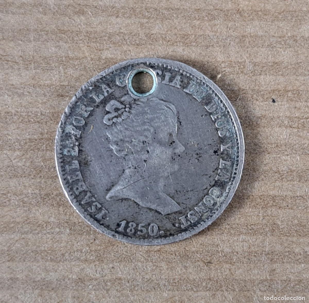 Monedas de Espa&ntilde;a: Isabel II 1 real 1850, Sevilla RD, moneda de plata