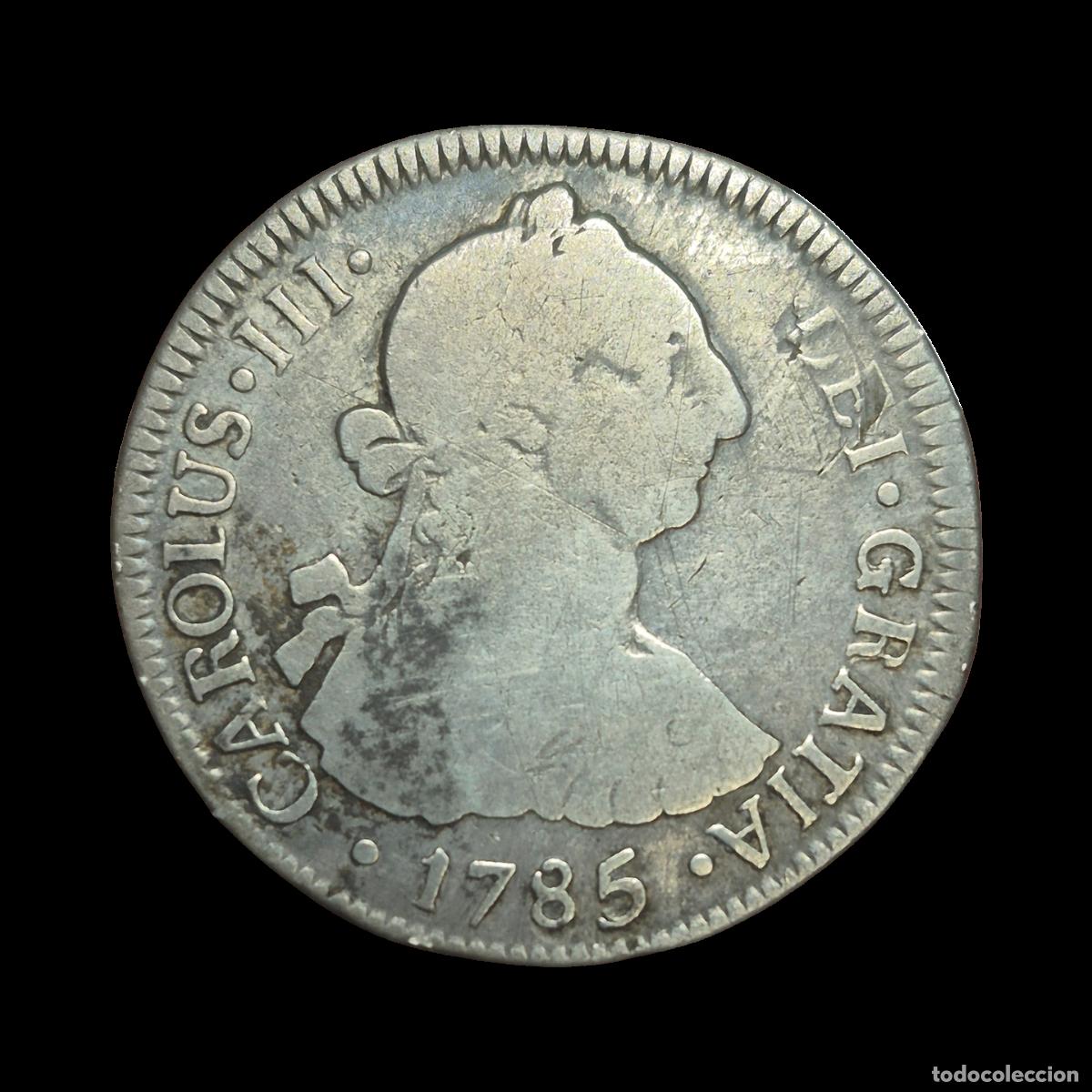 Coins of Spain: NT/ CARLOS III 2 REALES 1785 SANTIAGO MUY ESCASA (E1110)