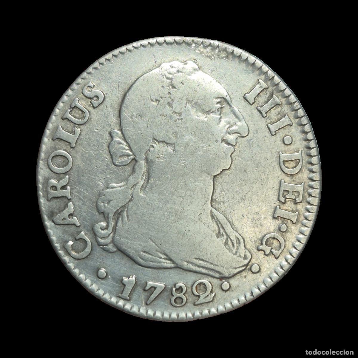 Coins of Spain: NT/ CARLOS III 2 REALES 1782 SEVILLA (E1108)