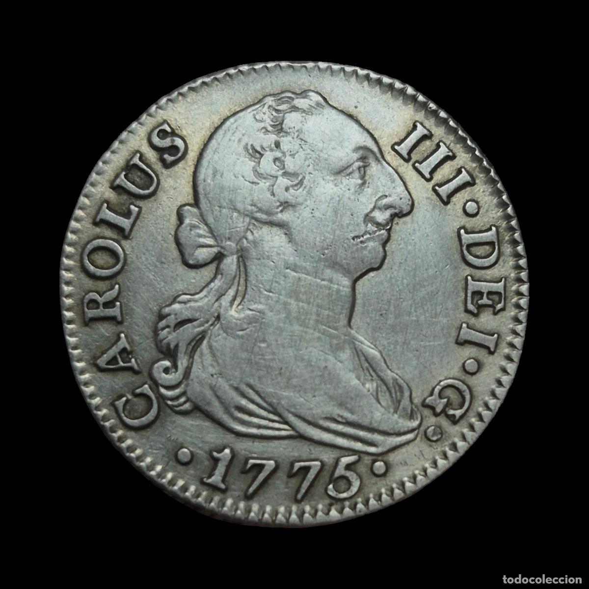 Coins of Spain: NT/ CARLOS III 2 REALES 1775 SEVILLA (E1106)