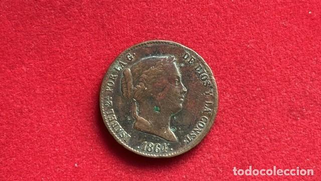 Monedas de Espa&ntilde;a: Isabel II, 25 centimos de real, 1864, Segovia AC 197, MBC-