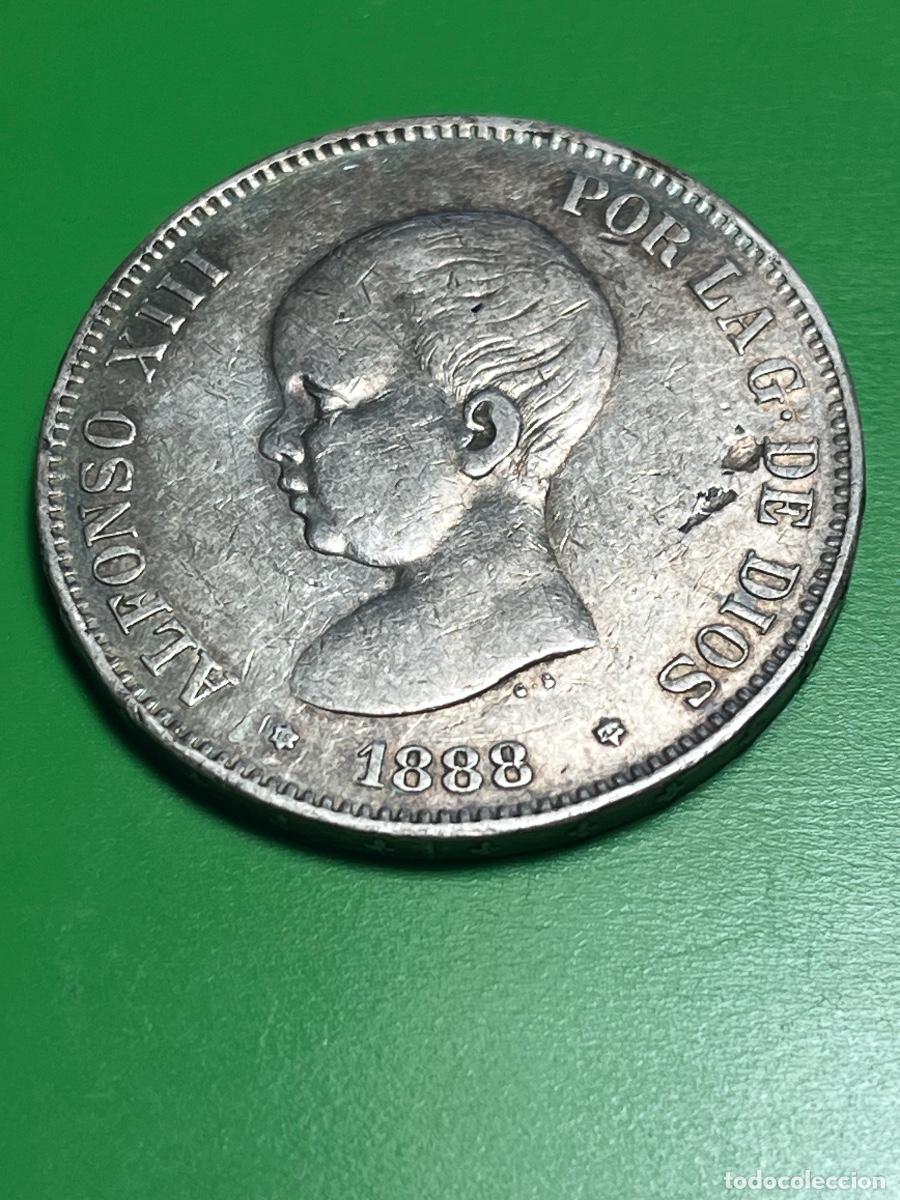 Monedas de Espa&ntilde;a: 5 pesetas de plata.Alfonso XIII. 1888.