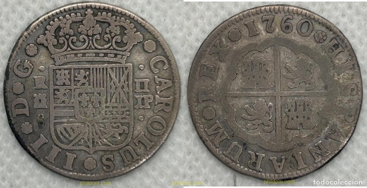 Monedas de Espa&ntilde;a: 5012 ESPA&Ntilde;A 1760 CARLOS III 2 REALES 1760 MADRID JP