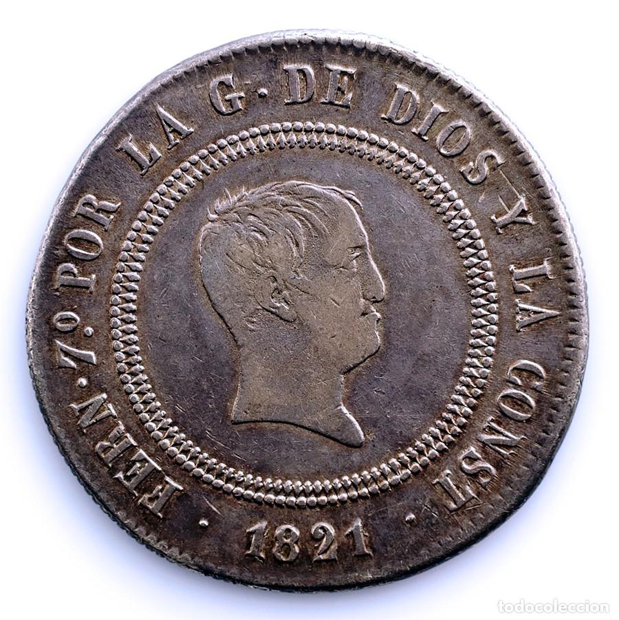 Monedas de Espa&ntilde;a: SC. Spain-Fernando VII. 10 Reales 1821 SR. &rdquo;Resellado&rdquo; Madrid MBC+ Plata 13,3 g.