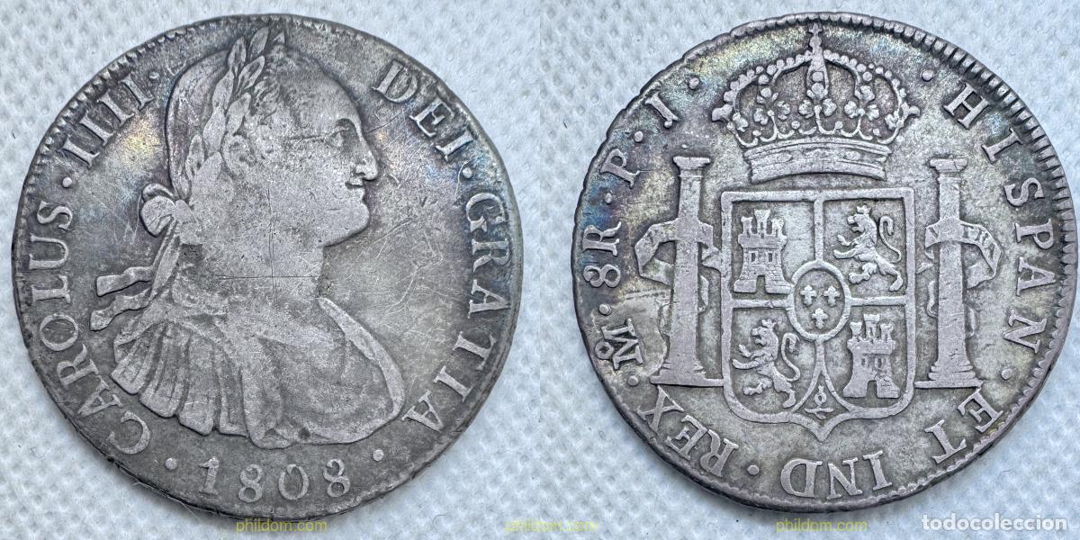 Monedas de Espa&ntilde;a: 5004 ESPA&Ntilde;A 1808 CARLOS IV 8 REALES CARLOS IIII 1808 J.P. PERU