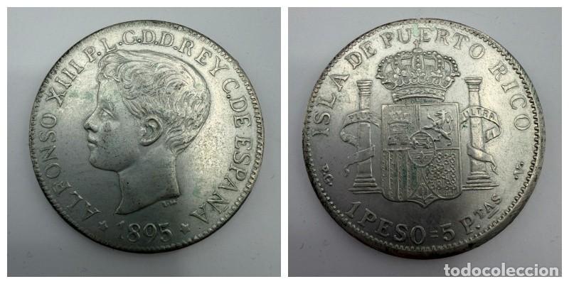 Monedas de Espa&ntilde;a: MONEDA. ISLA DE PUERTO RICO. REY ALFONSO XIII. 1 PESO = 5 PESETAS. 1895. PGV. VER FOTOS