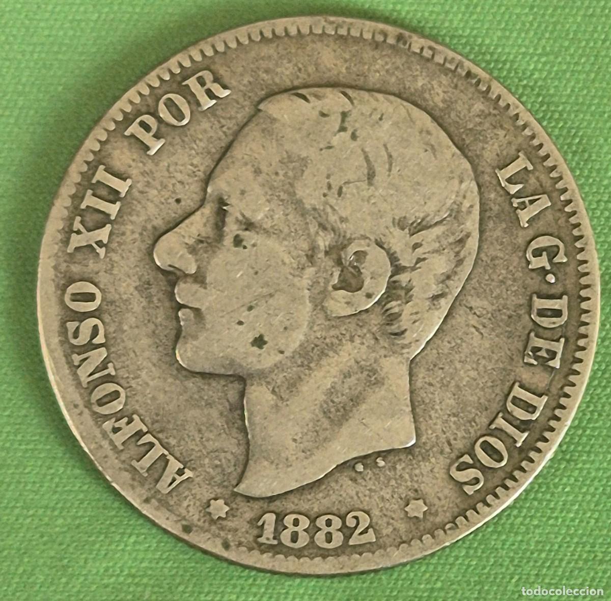 Monedas de Espa&ntilde;a: Moneda de plata 2 pesetas a&ntilde;o 1882 Alfonso XII