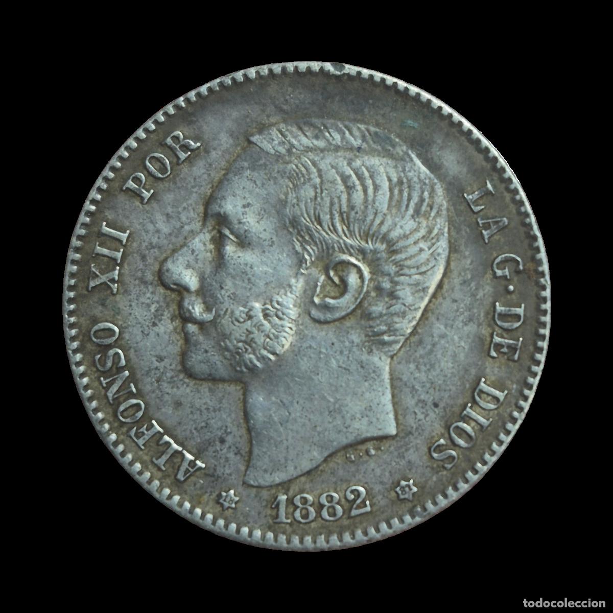 Monedas de Espa&ntilde;a: NT/ ALFONSO XII 1 PESETAS 1882 *18 *81 VARIANTE (E1166)