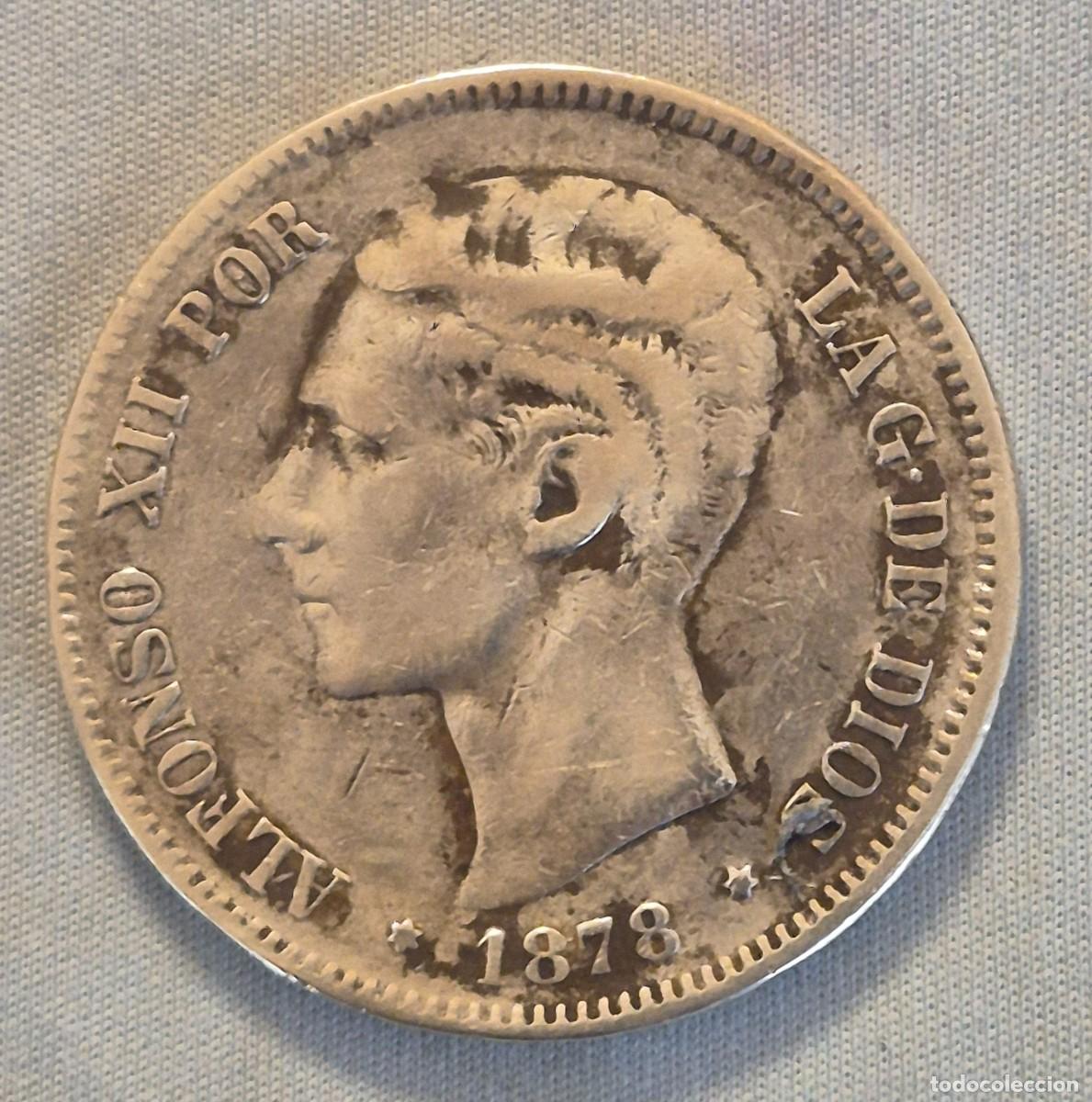 Monedas de Espa&ntilde;a: Moneda de plata 5 pesetas a&ntilde;o 1878 de Alfonso XII